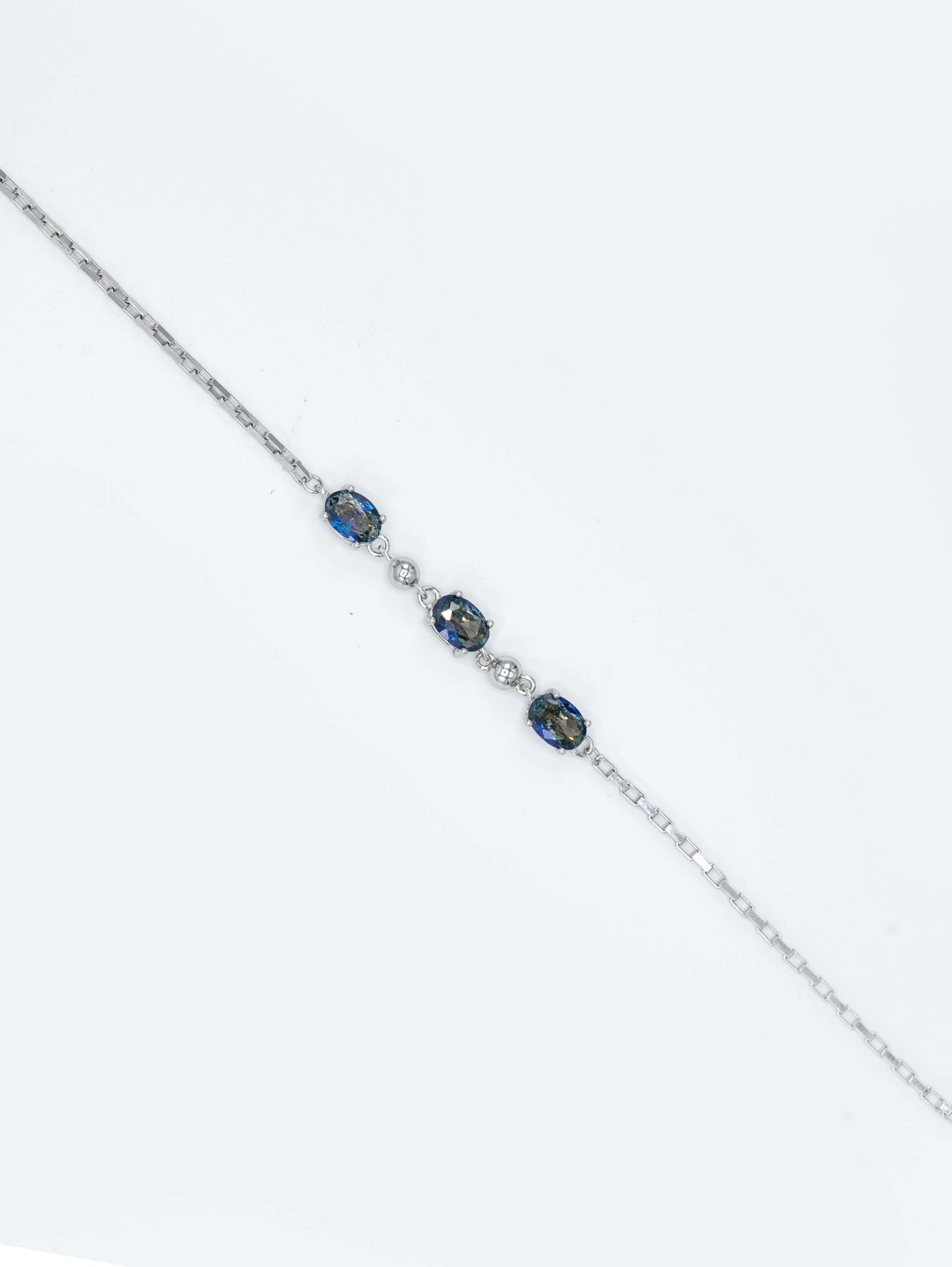 دستبند نقره سه نگین چند رنگ (اقیانوسی)