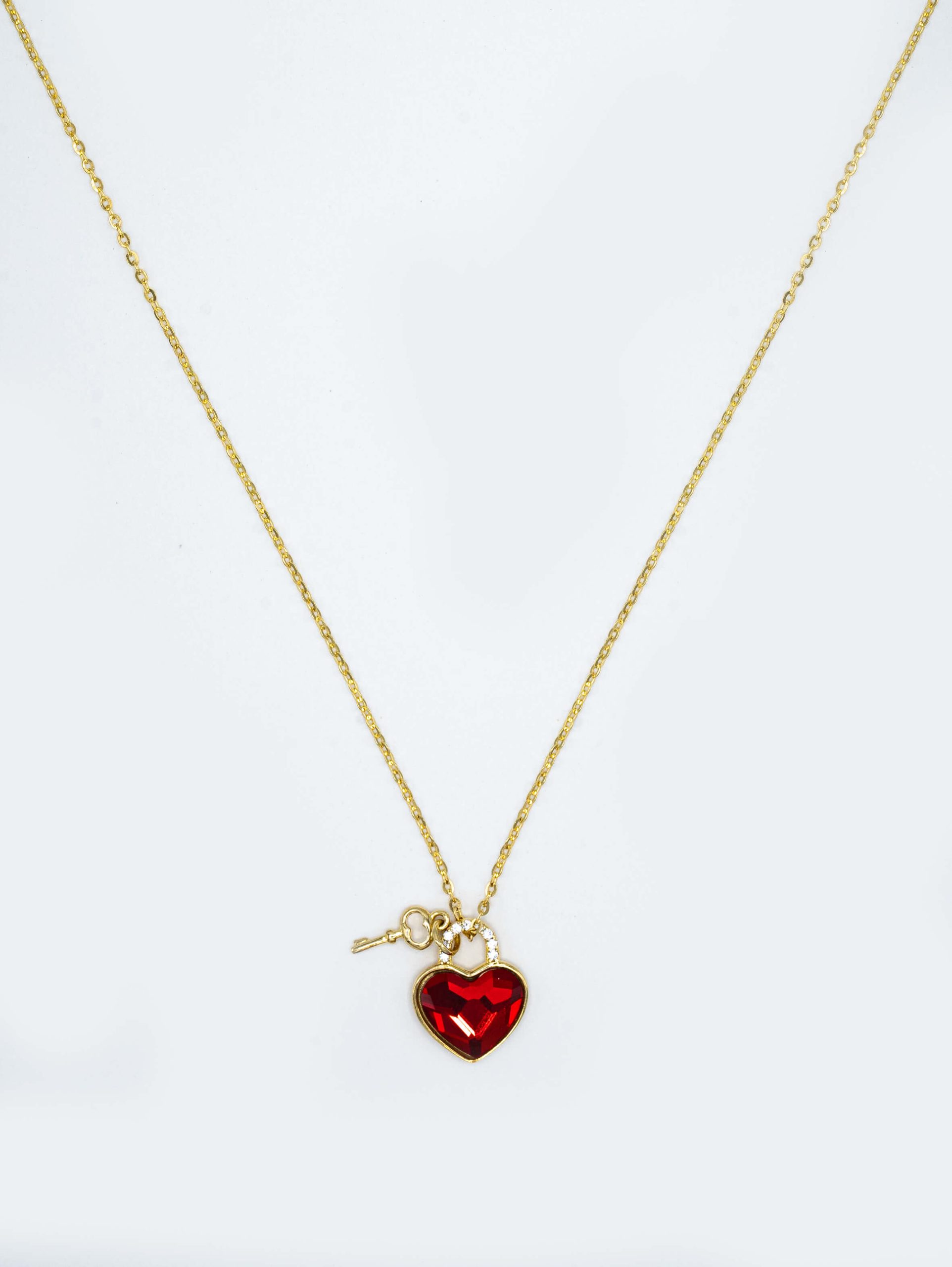 گردنبند نقره قفل قلب و کلید