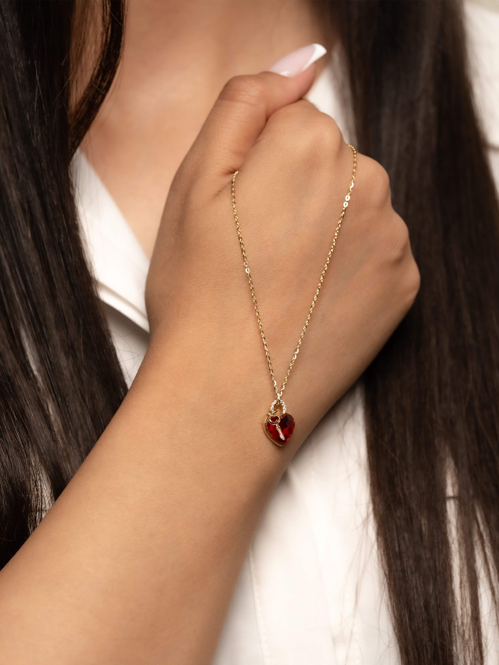 گردنبند نقره قفل قلب و کلید - Image 2